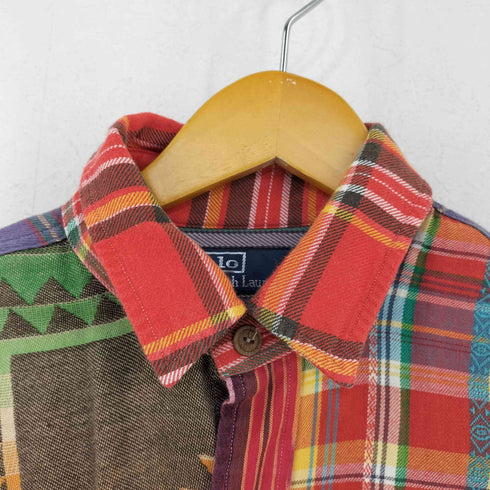 ポロバイラルフローレン Polo by RALPH LAUREN フラップポケット 総柄 ネイティブパッチワーク チェックシャツ レディース JPN:M