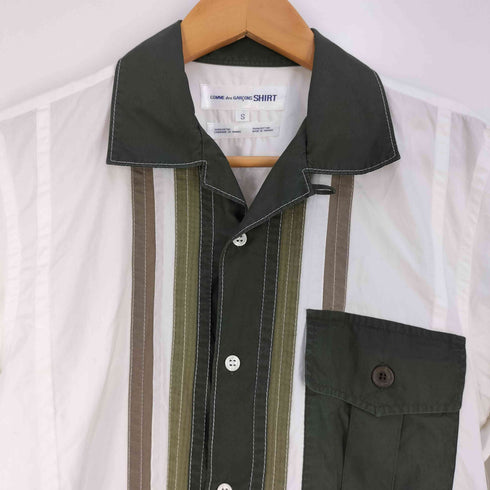 コムデギャルソンシャツ COMME des GARCONS SHIRT フランス製 スイッチングパターン 開襟 オープンカラーシャツ メンズ JPN:S