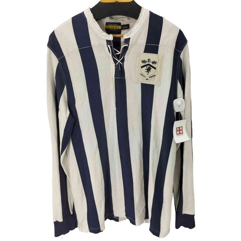 ラグビーラルフローレン Rugby Ralph Lauren VINTAGE SLIM FIT レースアップノーカラーラガーシャツ メンズ JPN:XL