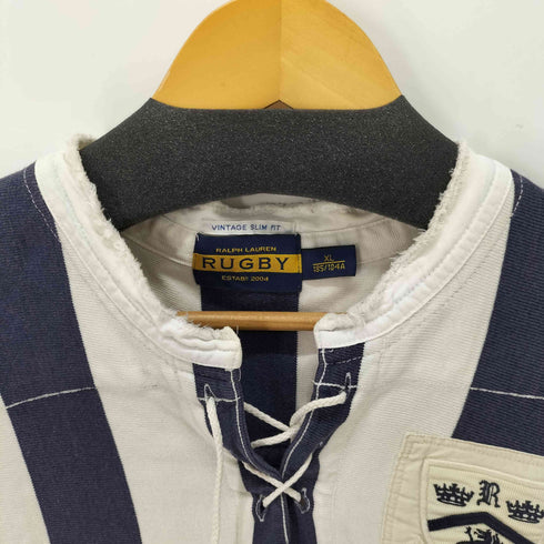 ラグビーラルフローレン Rugby Ralph Lauren VINTAGE SLIM FIT レースアップノーカラーラガーシャツ メンズ JPN:XL