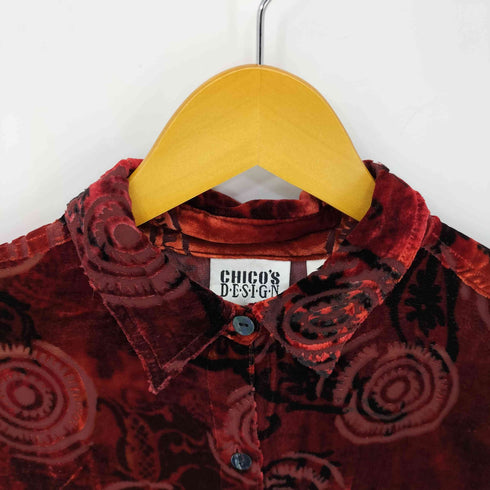 チコズデザイン CHICOS DESIGN 総柄シアー切替ベロア L/Sシャツ レディース JPN:1