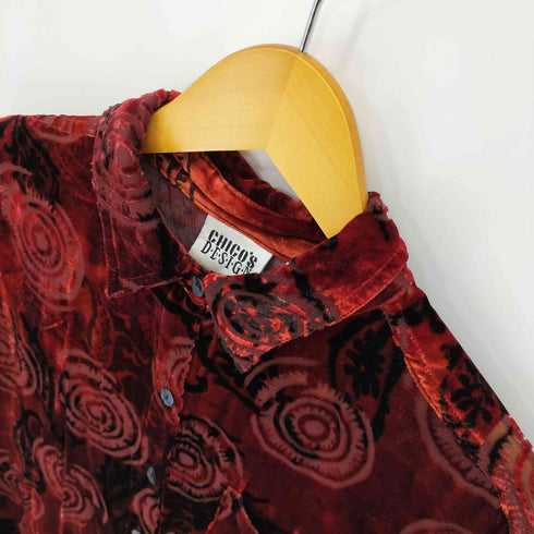 チコズデザイン CHICOS DESIGN 総柄シアー切替ベロア L/Sシャツ レディース JPN:1