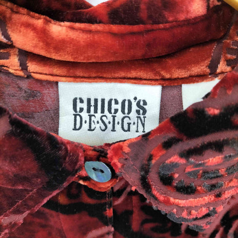 チコズデザイン CHICOS DESIGN 総柄シアー切替ベロア L/Sシャツ レディース JPN:1