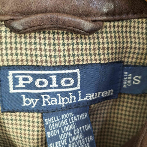 ポロバイラルフローレン Polo by RALPH LAUREN ポニー刺繍 裏地千鳥格子 レザースウィングトップジャケット メンズ import:S