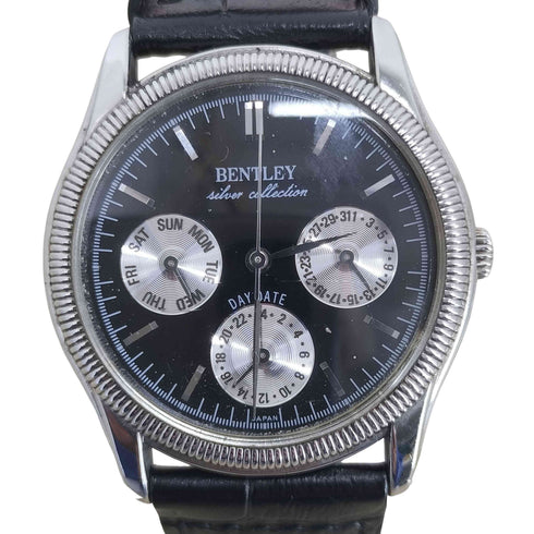 BENTLEY 925刻印 レザーベルト腕時計 メンズ
