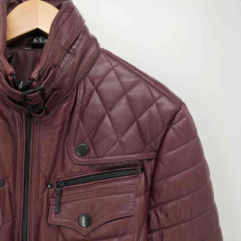 A.S.M ラムレザー スタンド 中綿 ジップアップ ジャケット メンズ JPN:L