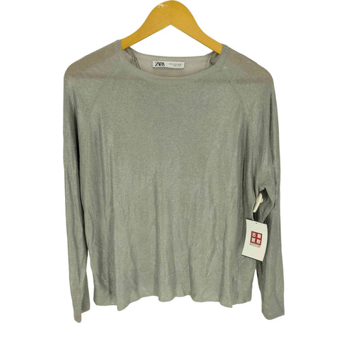 ザラ ZARA フォイルディテール セーター ラメ カットソー レディース import:M