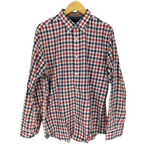 トミーヒルフィガー TOMMY HILFIGER VINTAGE FIT 刺繍ロゴ ボタンダウン チェックシャツ メンズ XXL