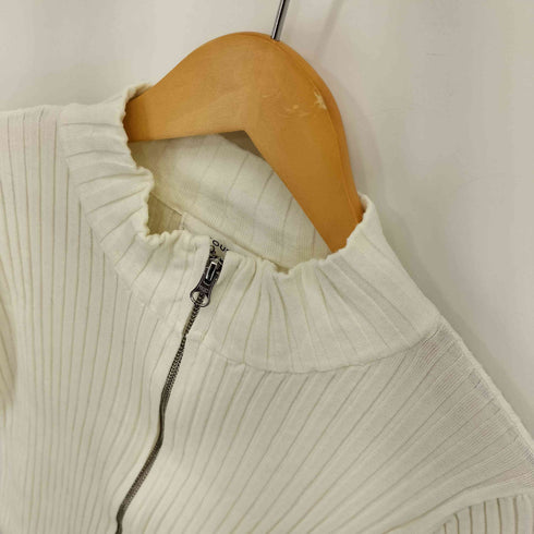 マウジー moussy STAND NECK ZIP UP RIB ニット レディース FREE