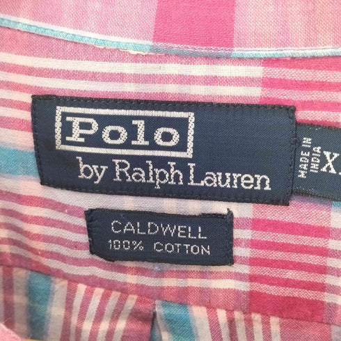 ポロバイラルフローレン Polo by RALPH LAUREN 90s CALDWELL ポニー刺繍 オープンカラー 長袖チェックシャツ メンズ import:XL