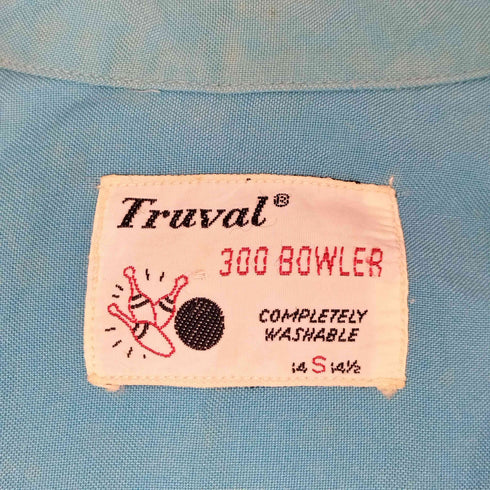 50s-60s Truval 300 BOWLERチェーンステッチ ボーダー切替 ボーリングシャツ メンズ JPN:S