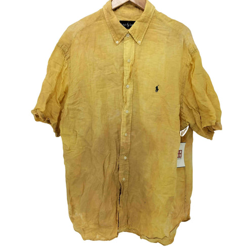 ラルフローレン RALPH LAUREN 90-00s CLASSIC FIT リネン シルク混 タイダイ S/Sシャツ メンズ import:XL