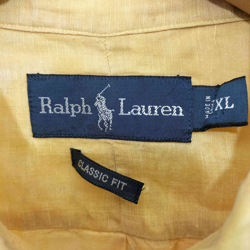 ラルフローレン RALPH LAUREN 90-00s CLASSIC FIT リネン シルク混 タイダイ S/Sシャツ メンズ import:XL
