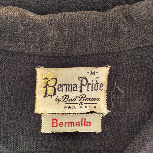 60s-70s BERMA PRIDE by BUD BERMA USA製 切替 オープンカラーシャツ メンズ JPN:M
