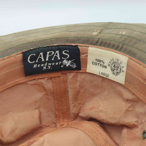 USA製 CAPAS Headwear N.Y. レザーベルト テープ コットン 中折れ ハット メンズ LARGE