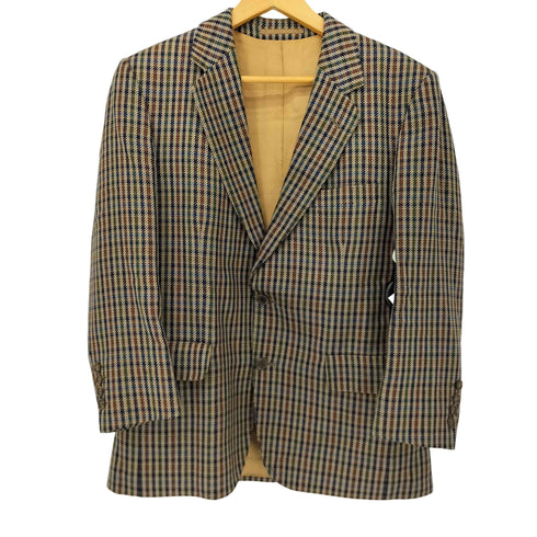 アクアスキュータム AQUASCUTUM 70~80S MADE IN ENGLAND チェックウール2Bテーラードジャケット メンズ UK:38