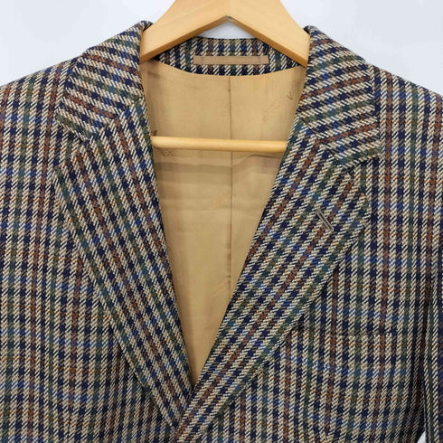 アクアスキュータム AQUASCUTUM 70~80S MADE IN ENGLAND チェックウール2Bテーラードジャケット メンズ UK:38