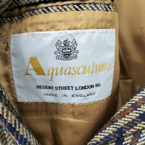 アクアスキュータム AQUASCUTUM 70~80S MADE IN ENGLAND チェックウール2Bテーラードジャケット メンズ UK:38