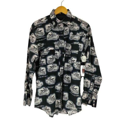 ラングラー Wrangler 馬総柄 L/S ウェスタンシャツ メンズ