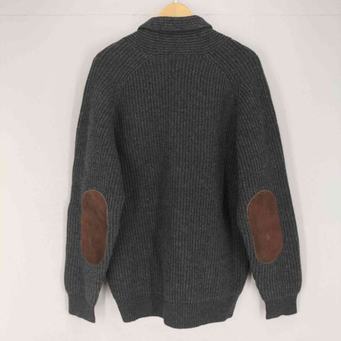 ランズエンド LANDS END クルミボタン エルボーパッチショールカラーカーディガン メンズ import:M
