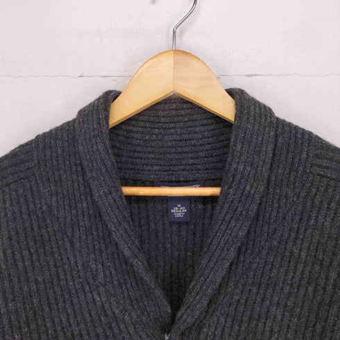 ランズエンド LANDS END クルミボタン エルボーパッチショールカラーカーディガン メンズ import:M