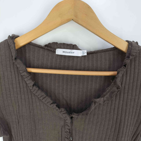 マウジー moussy RIB FRILL L/S カーディガン リブ フリル カーディガン レディース FREE