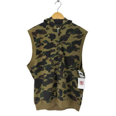 ベイプ BAPE サルカモ総柄 ノースリーブジップパーカー メンズ JPN:M
