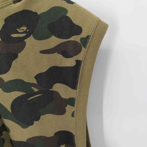 ベイプ BAPE サルカモ総柄 ノースリーブジップパーカー メンズ JPN:M