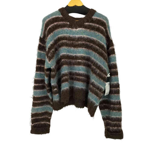 Camphor wood wool mix shaggy v neck border sweater メンズ JPN:M