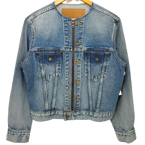 アンスクリア INSCRIRE Denim Riders Jacket ノーカラーデニムライダースジャケット レディース JPN:38