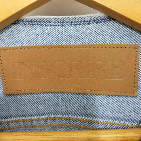 アンスクリア INSCRIRE Denim Riders Jacket ノーカラーデニムライダースジャケット レディース JPN:38