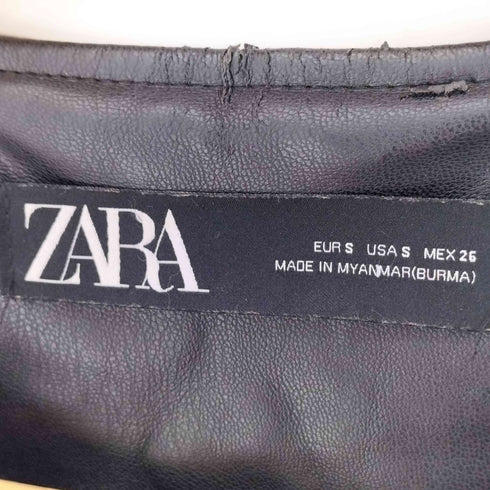 ザラ ZARA ノーカラー ペプラム ライダースジャケット レディース