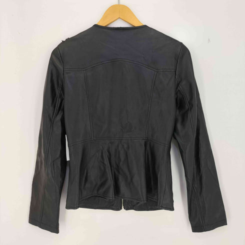 ザラ ZARA ノーカラー ペプラム ライダースジャケット レディース