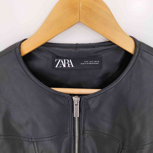 ザラ ZARA ノーカラー ペプラム ライダースジャケット レディース
