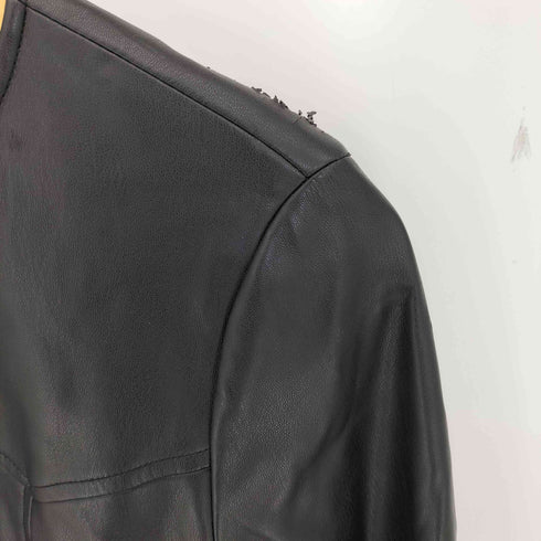 ザラ ZARA ノーカラー ペプラム ライダースジャケット レディース
