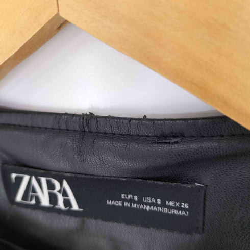 ザラ ZARA ノーカラー ペプラム ライダースジャケット レディース