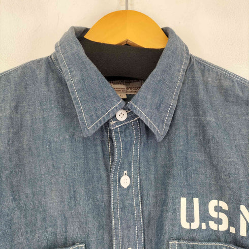 アヴィレックス AVIREX バックプリント L/S デニムシャツ メンズ JPN:L