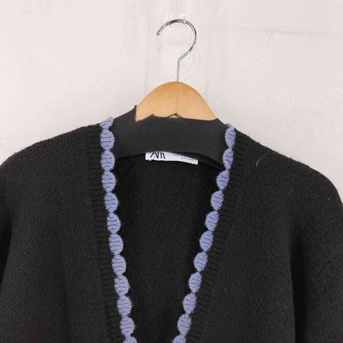 ザラ ZARA フラワーデザイン クロップドカーディガン レディース import:M