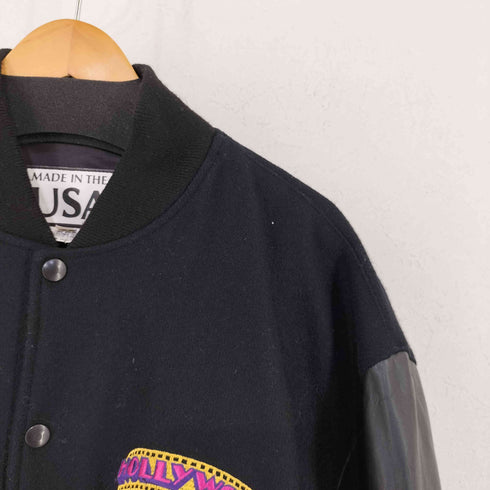 MADE IN USA 両面ワッペン レザースリーブスタジャン HOLLYWOOD メンズ import:L