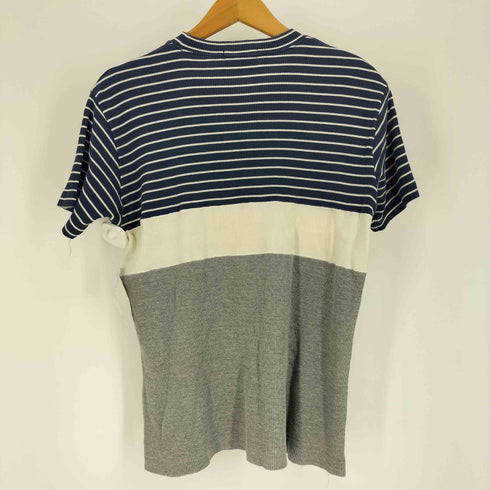 マーガレットハウエル MARGARET HOWELL 90-00S 日本製 ボーダー リブ ニット 切替 クルーネック Tシャツ メンズ FREE