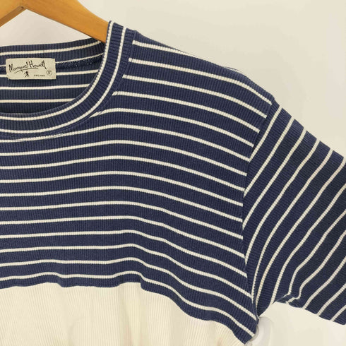 マーガレットハウエル MARGARET HOWELL 90-00S 日本製 ボーダー リブ ニット 切替 クルーネック Tシャツ メンズ FREE