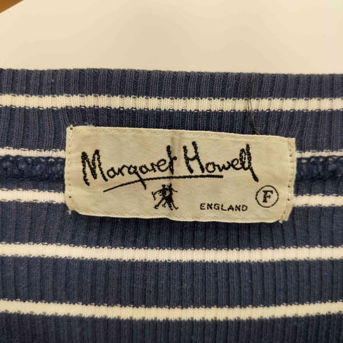 マーガレットハウエル MARGARET HOWELL 90-00S 日本製 ボーダー リブ ニット 切替 クルーネック Tシャツ メンズ FREE