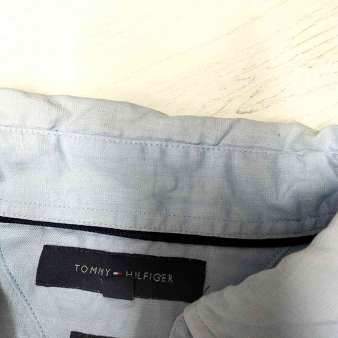 トミーヒルフィガー TOMMY HILFIGER Premium Linen ロゴ 刺繍 B.D. リネン シャツ メンズ import:M