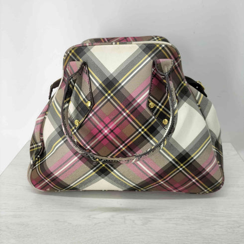 ヴィヴィアンウエストウッドロンドン Vivienne Westwood LONDON ゴールドオーブ タータンチェックレザートートバッグ ヤスミン ORB YASMINE レディース
