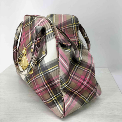ヴィヴィアンウエストウッドロンドン Vivienne Westwood LONDON ゴールドオーブ タータンチェックレザートートバッグ ヤスミン ORB YASMINE レディース