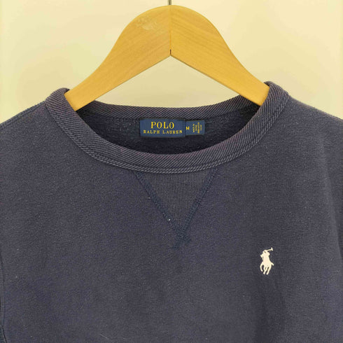 ポロラルフローレン POLO RALPH LAUREN ポニー刺繍 前V 裏起毛 クルーネック スウェット レディース import:M