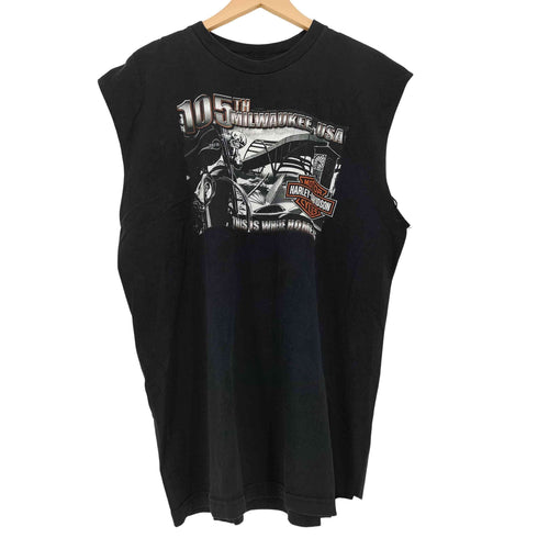 ハーレーダビッドソン HARLEY-DAVIDSON USA製 両面プリント ノースリーブ カットソー メンズ import:XL