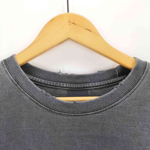ダメージ加工 製品染めプリント長袖カットソー メンズ