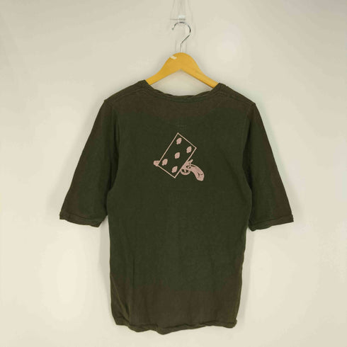 ミハラヤスヒロ MIHARA YASUHIRO 動輪プリント 襟変形 クルーネックTシャツ メンズ JPN:S