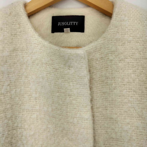 ジャスグリッティー JUSGLITTY ツイード切替ノーカラーコート レディース JPN:2
